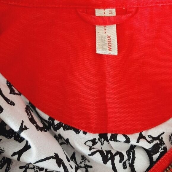VERO MODA Toga Canvas Moto Bomber Textile Jacket Red Sz M - Picture 14 of 16
